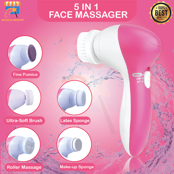 5 in 1 Electric Facial Cleanser Wash Face Cleaning Machine Skin Pore Cleaner Body Cleansing Massage