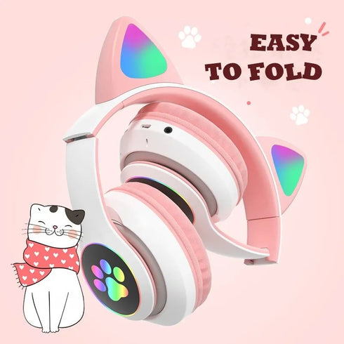 Wireless Cat Ear Headphones With Mic Bluetooth